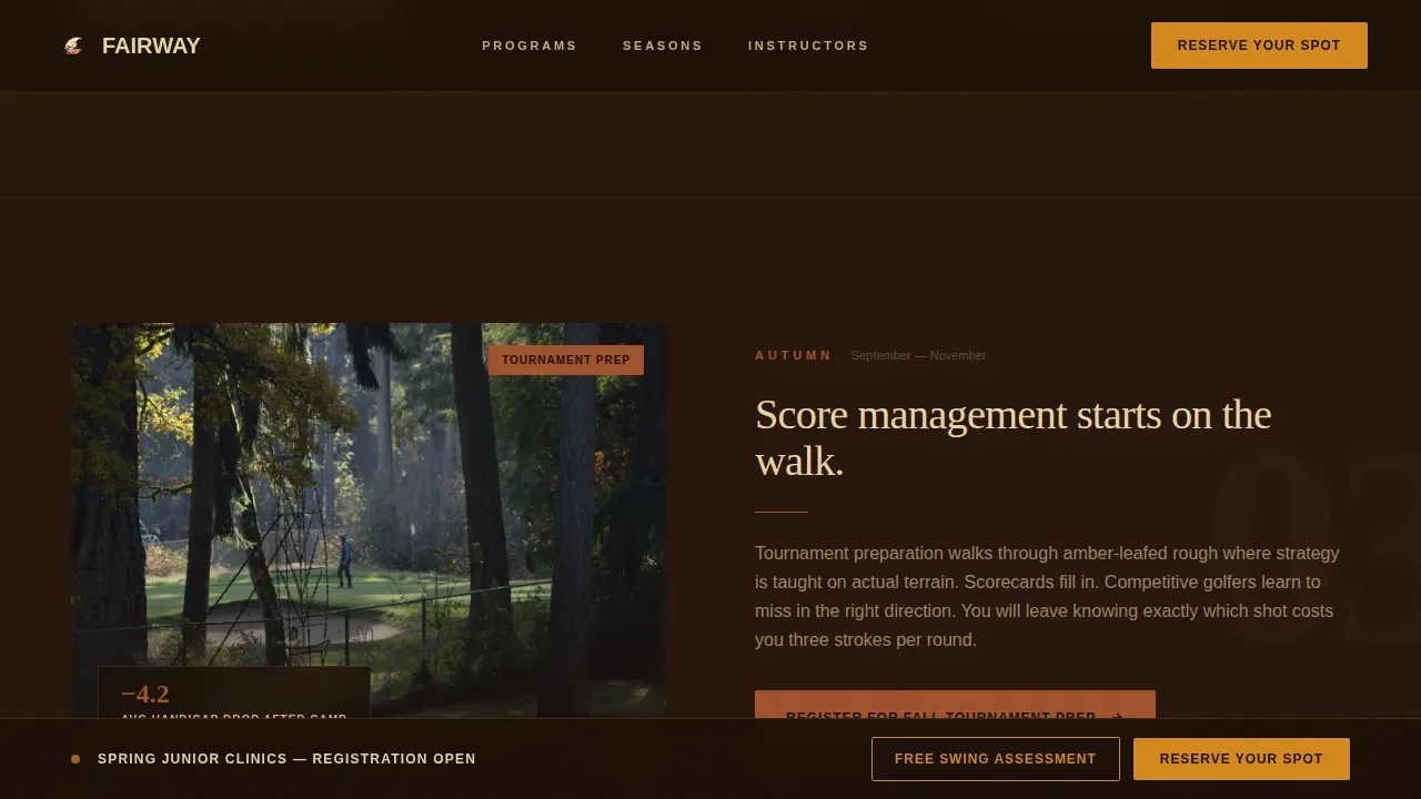 Premier Golf Academy Landing Page Template