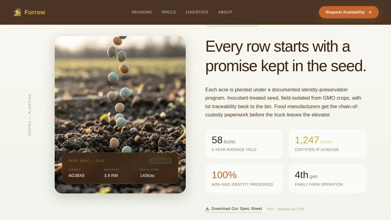 Seasonal Crop Farm Landing Page Template