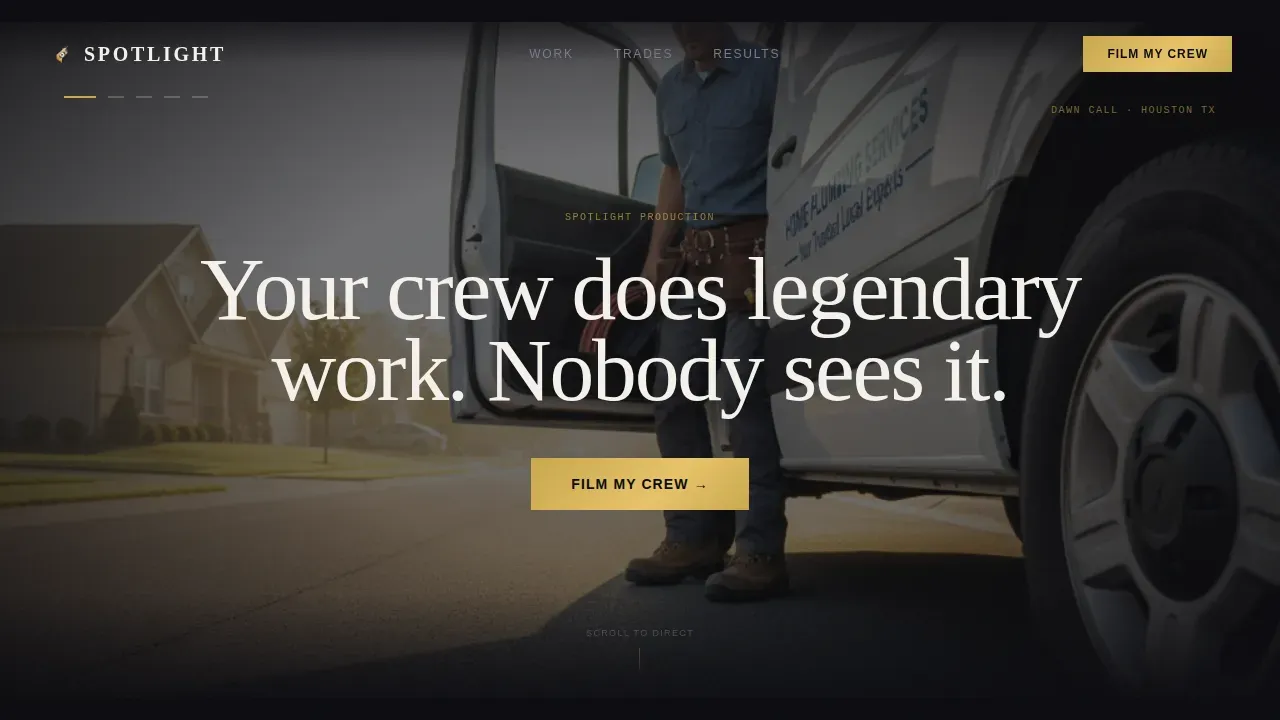 Cinematic Home Services Video Marketing Landing Page