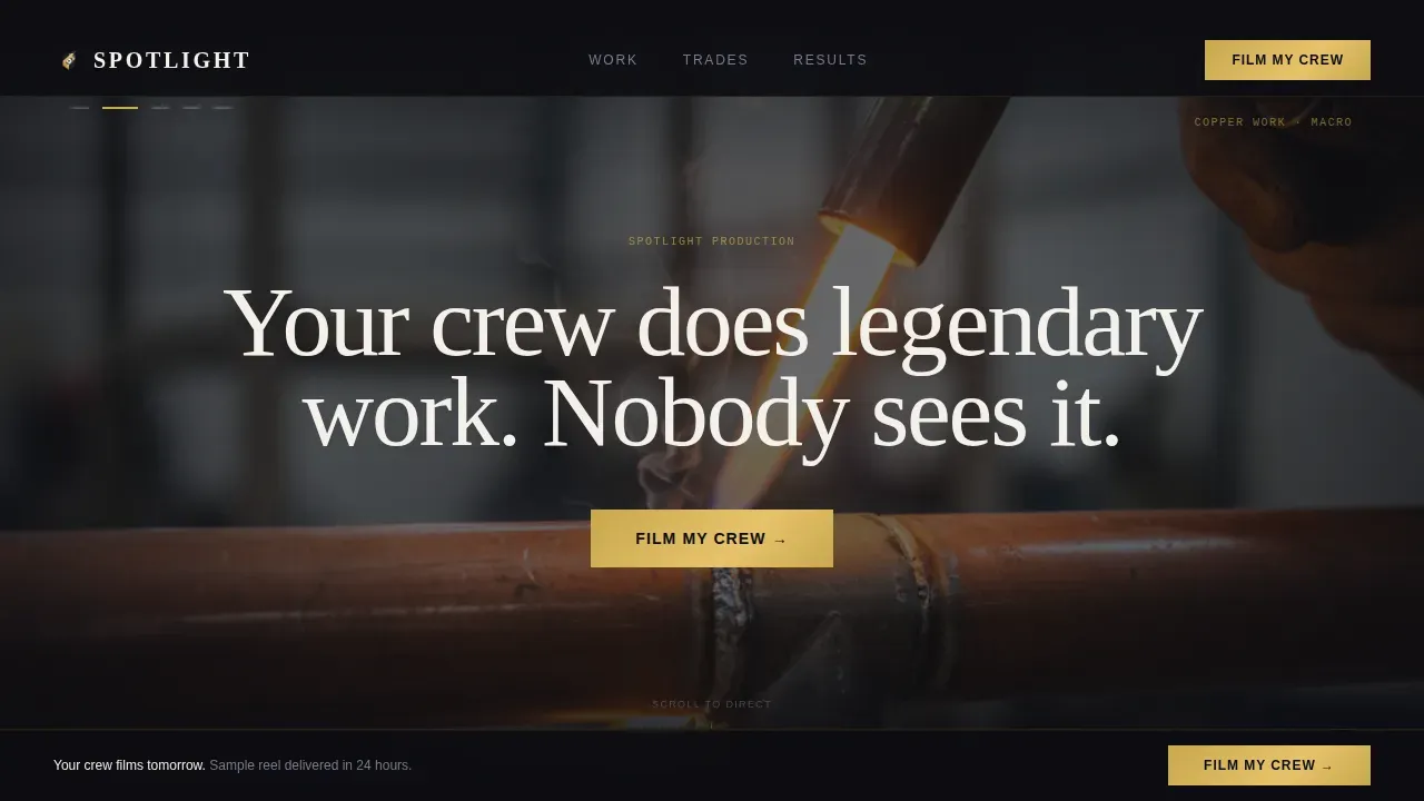 Cinematic Home Services Video Marketing Landing Page