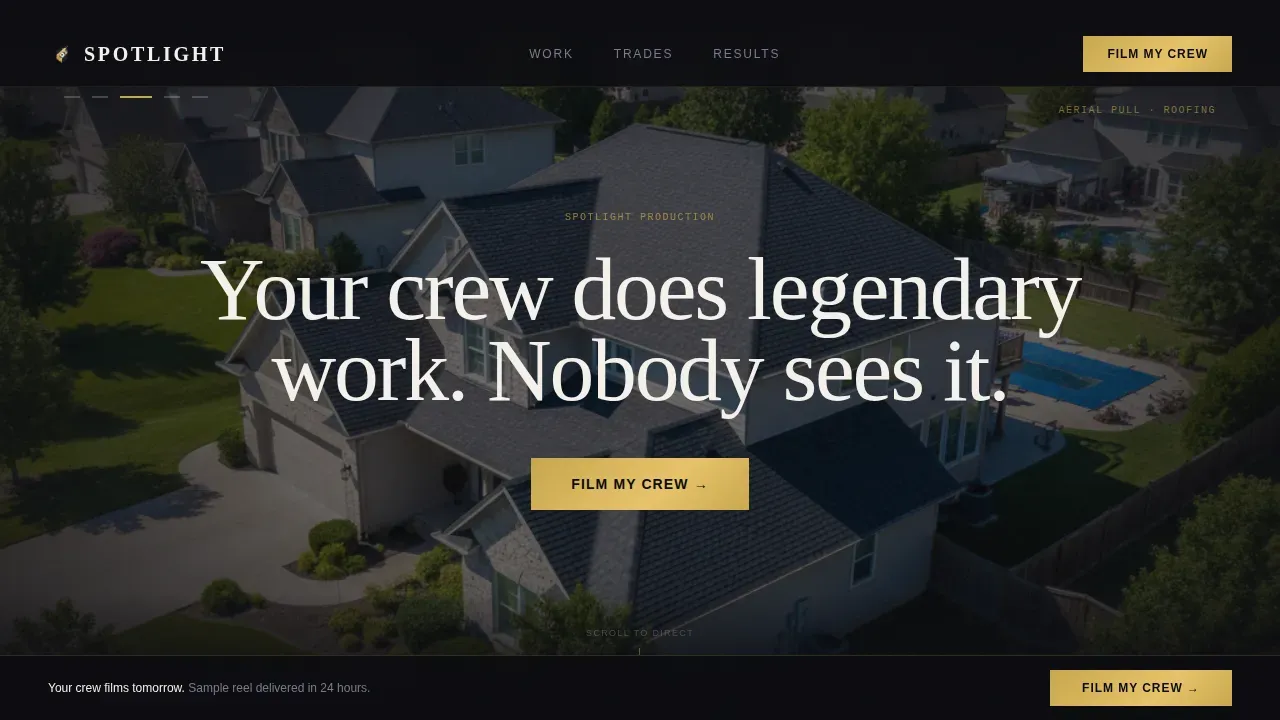 Cinematic Home Services Video Marketing Landing Page