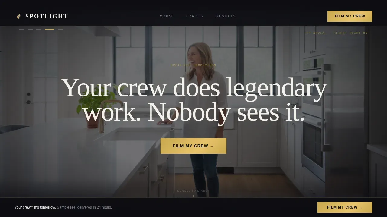 Cinematic Home Services Video Marketing Landing Page