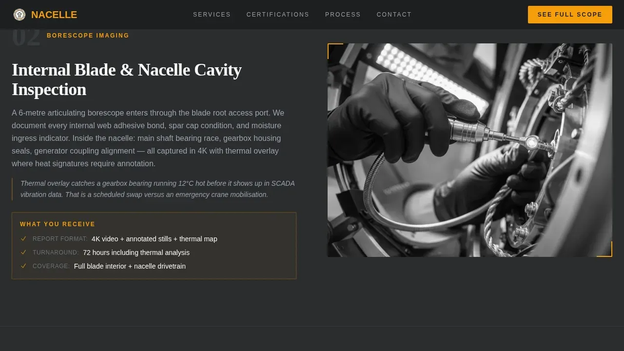 Industrial Wind Technician Service Landing Page Template