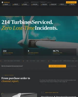 Industrial Wind Technician Service Landing Page Template