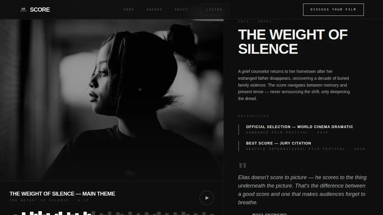 Acclaimed Music Composer Landing Page Template