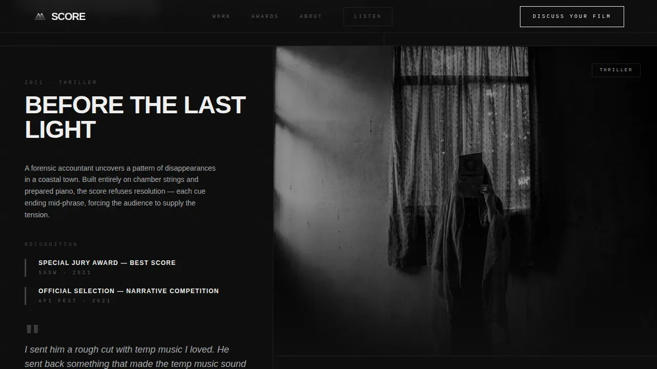 Acclaimed Music Composer Landing Page Template