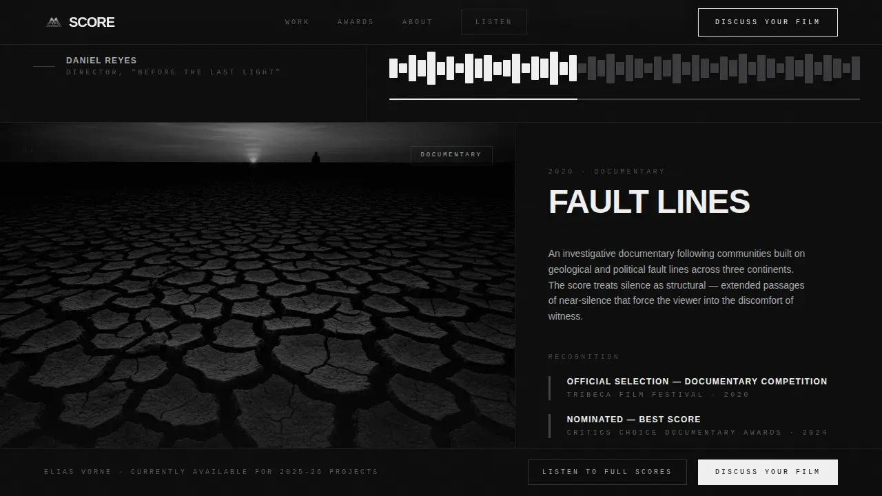 Acclaimed Music Composer Landing Page Template