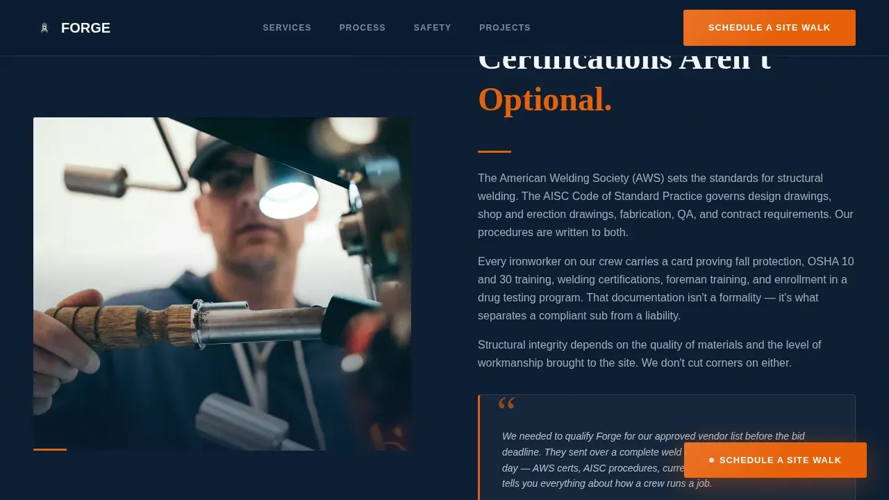 Advanced Ironworker Business Appointment Booking Website Template