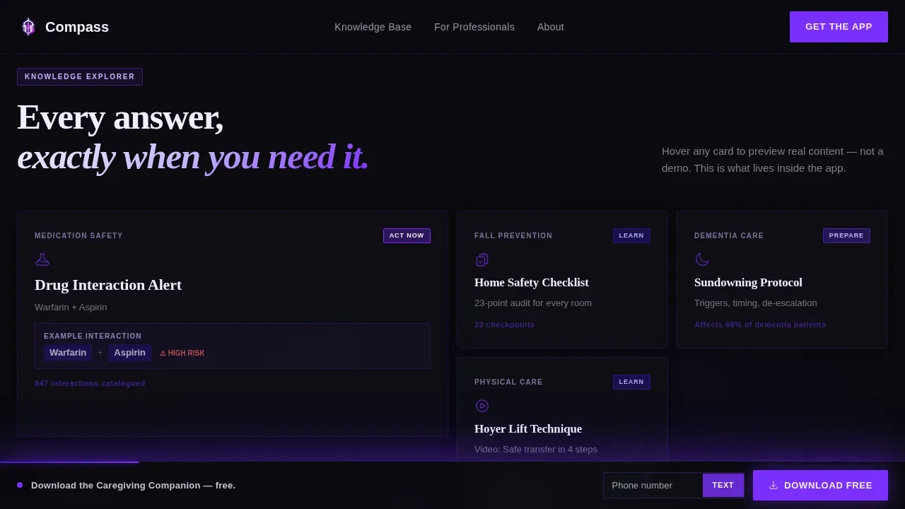 Bold Brutalist Senior Care Knowledge Base Landing Page