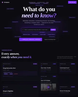 Bold Brutalist Senior Care Knowledge Base Landing Page