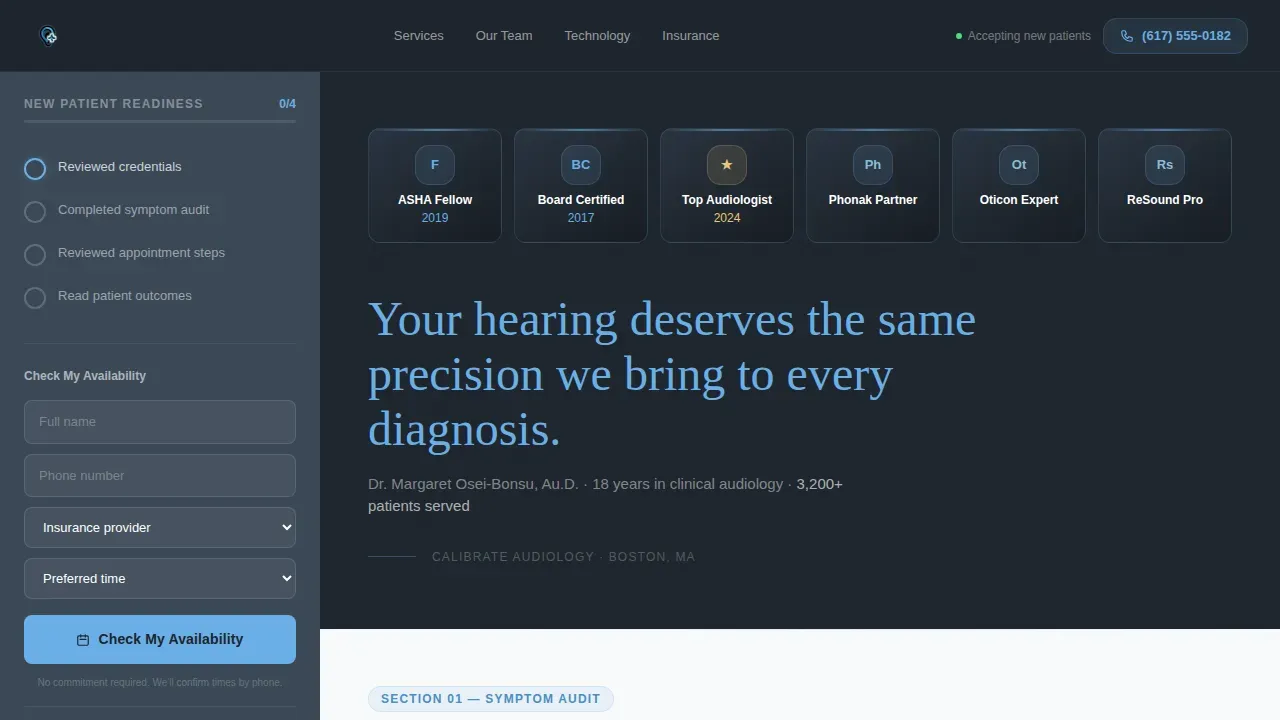 Audiology New Patient Landing Page Template