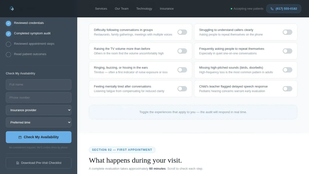 Audiology New Patient Landing Page Template