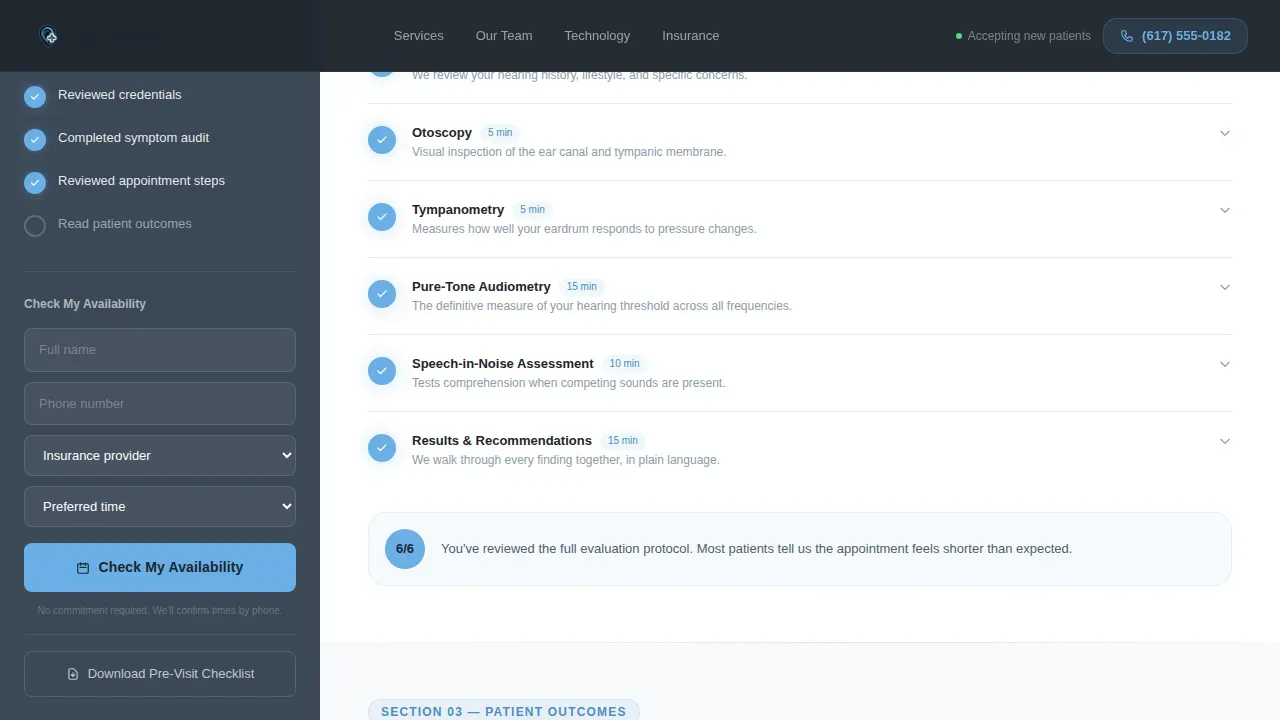Audiology New Patient Landing Page Template