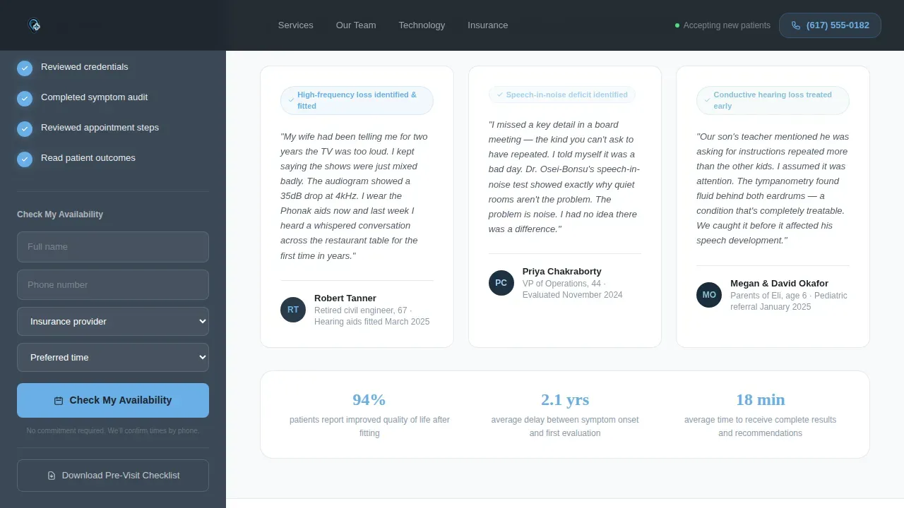 Audiology New Patient Landing Page Template