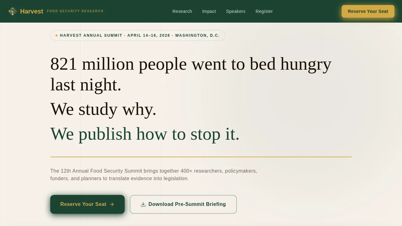 Food Security Research Institute Landing Page Template