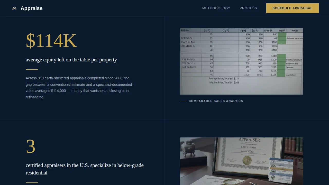 Earth-Sheltered Home Valuation Landing Page Template