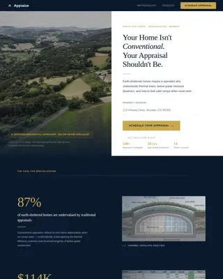Earth-Sheltered Home Valuation Landing Page Template