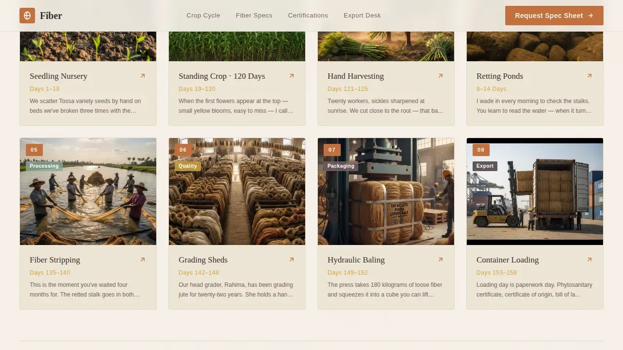 Transparent Process Jute Farm Landing Page Template