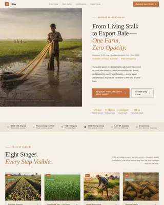 Transparent Process Jute Farm Landing Page Template