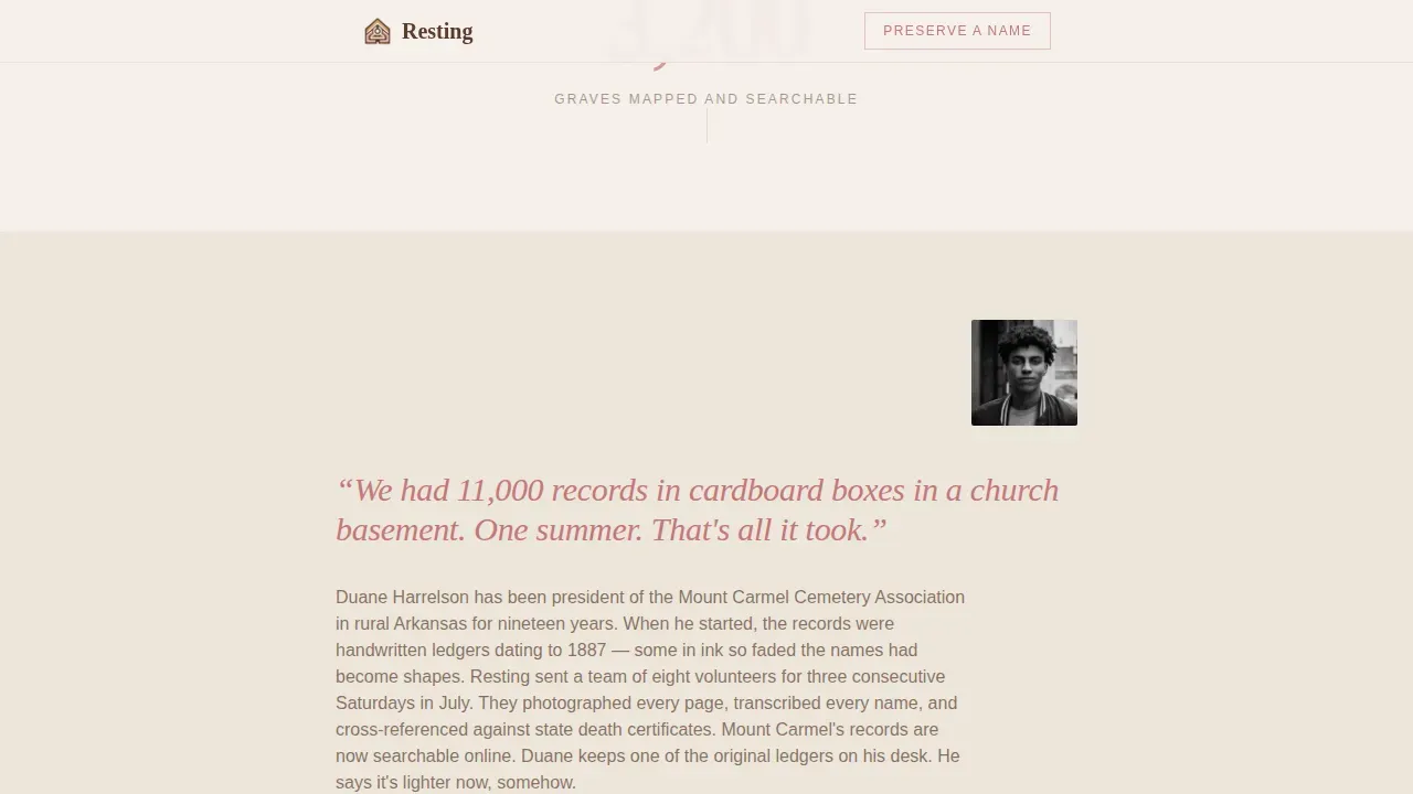 Cemetery Mapping Donation Landing Page Template