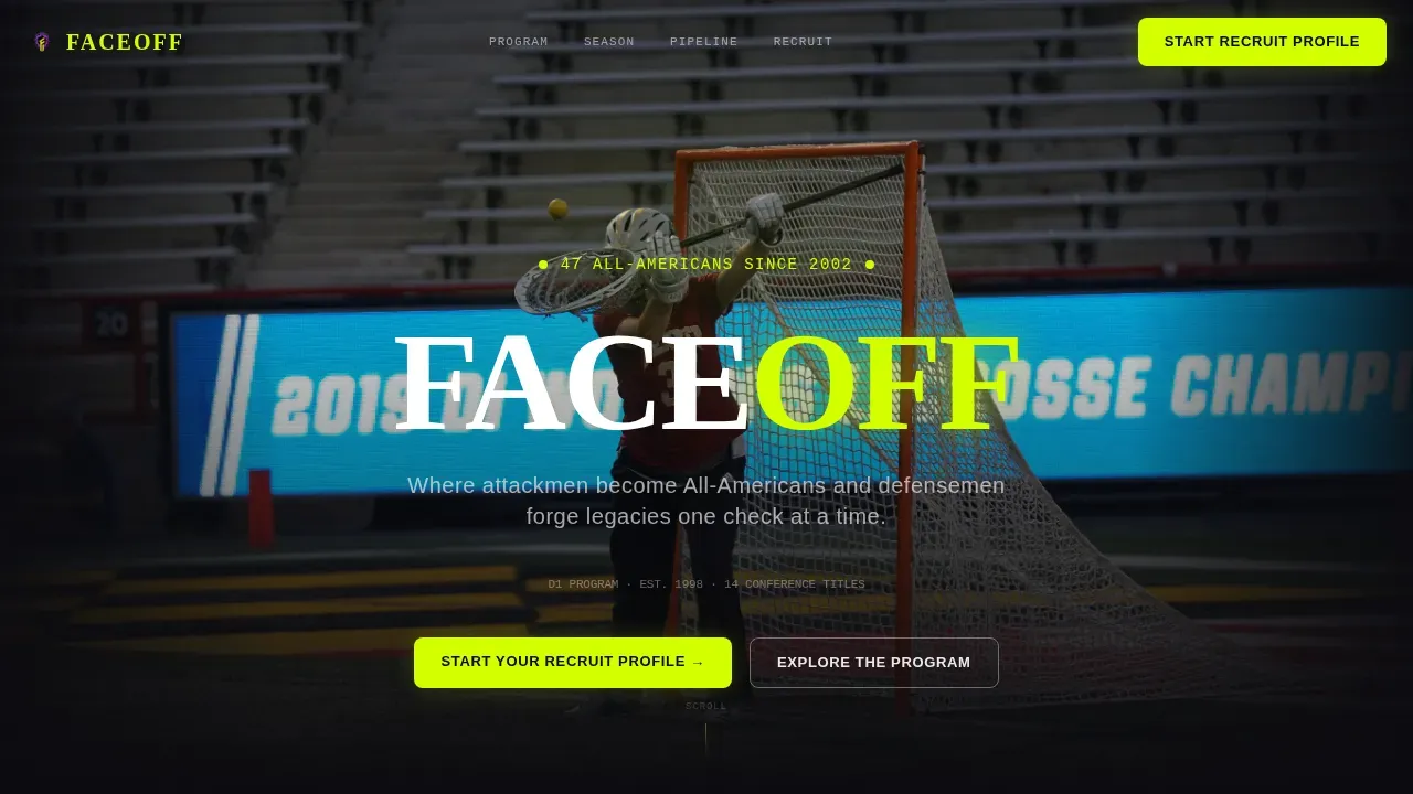 Stats-First College Lacrosse Recruiting Landing Page