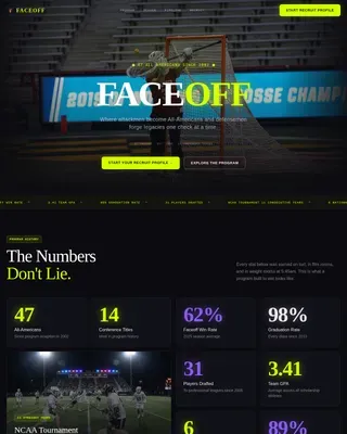 Stats-First College Lacrosse Recruiting Landing Page