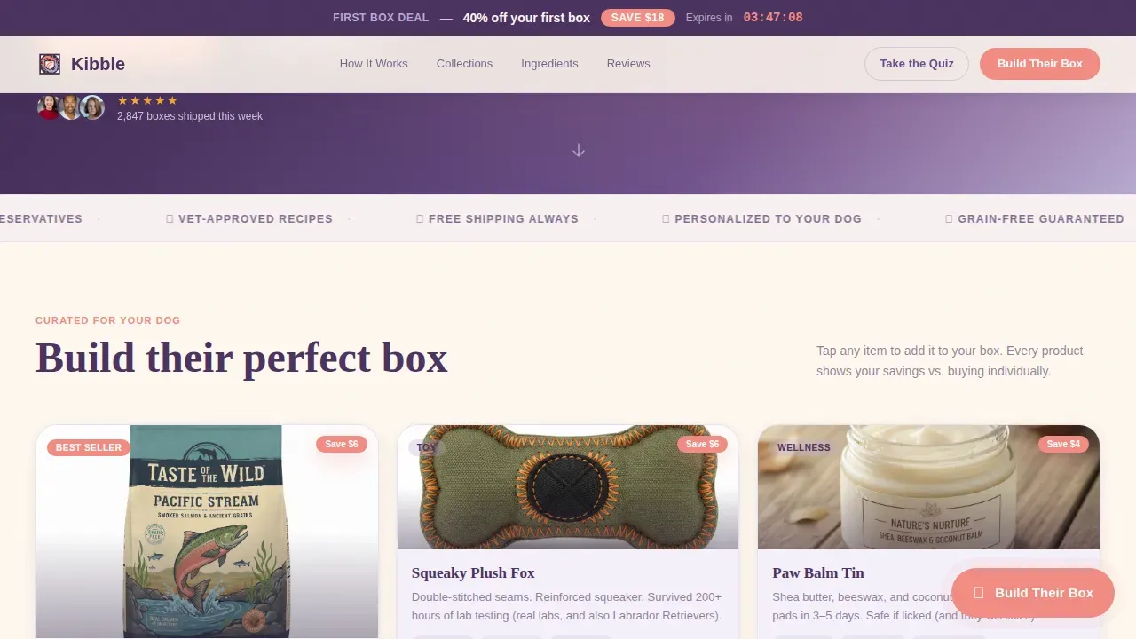 Premium Pet Care Subscription Landing Page Template