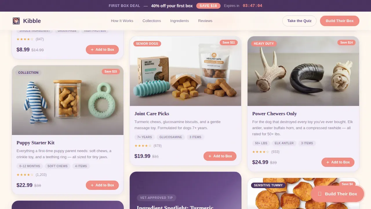 Premium Pet Care Subscription Landing Page Template