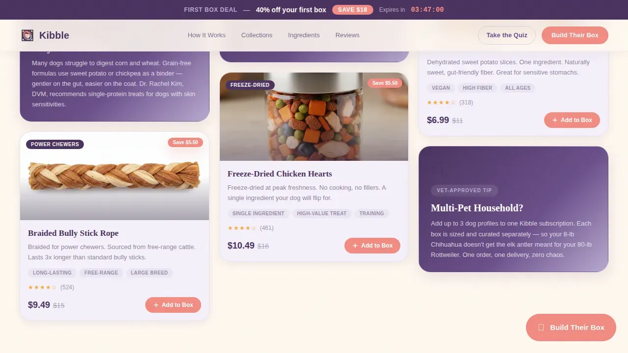 Premium Pet Care Subscription Landing Page Template