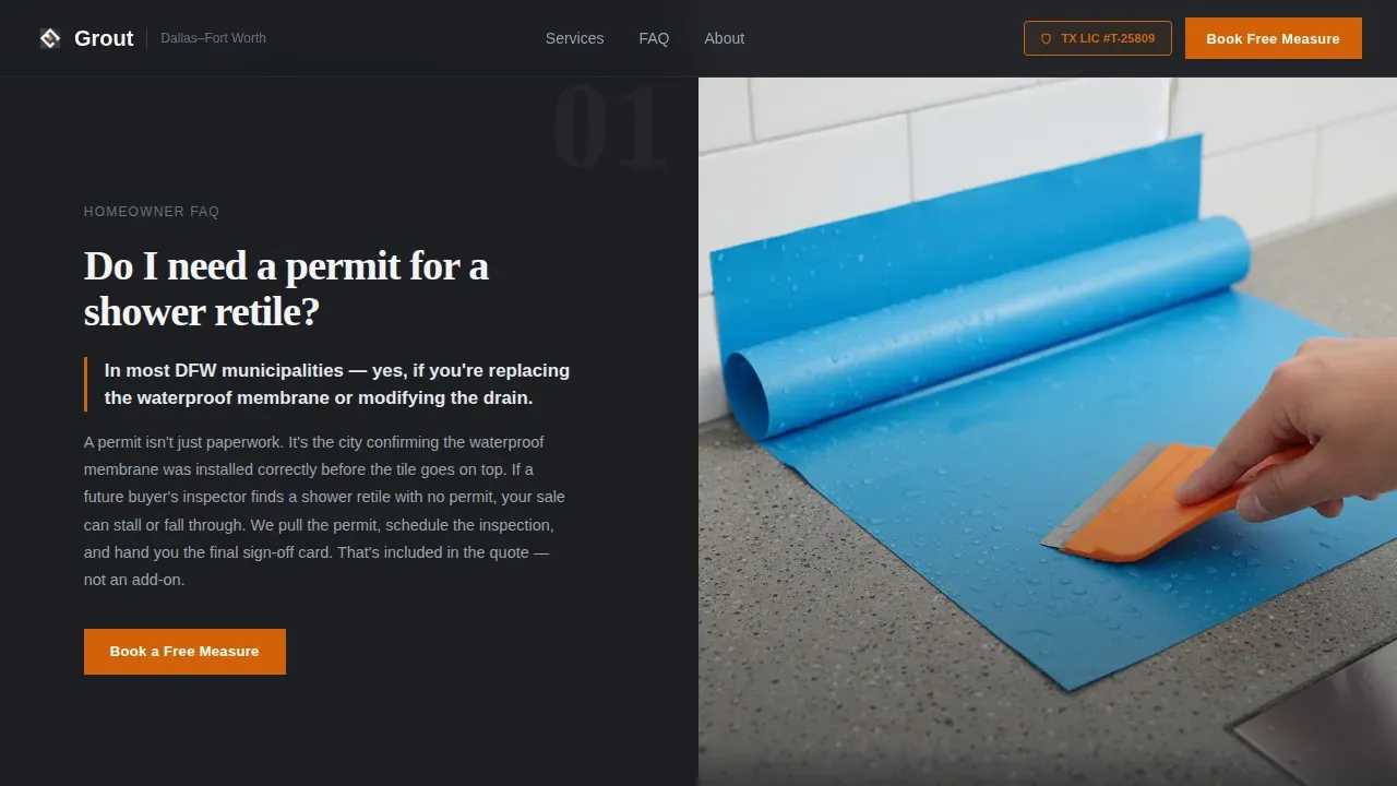 Licensed Tile Installation Booking Landing Page Template