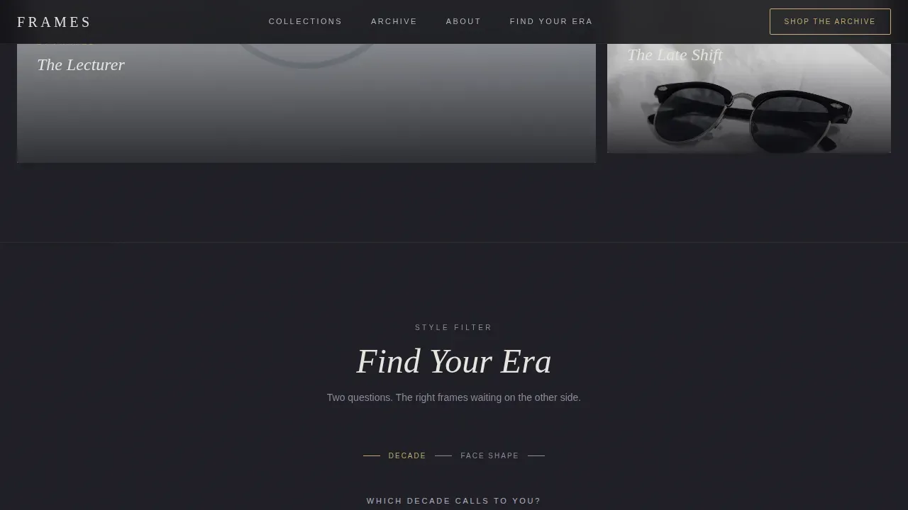 Vintage Eyewear Collection Landing Page Template