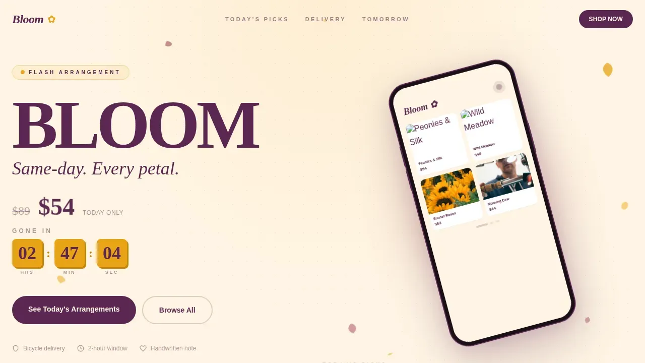 Flash Deal Flower Shop Landing Page Template