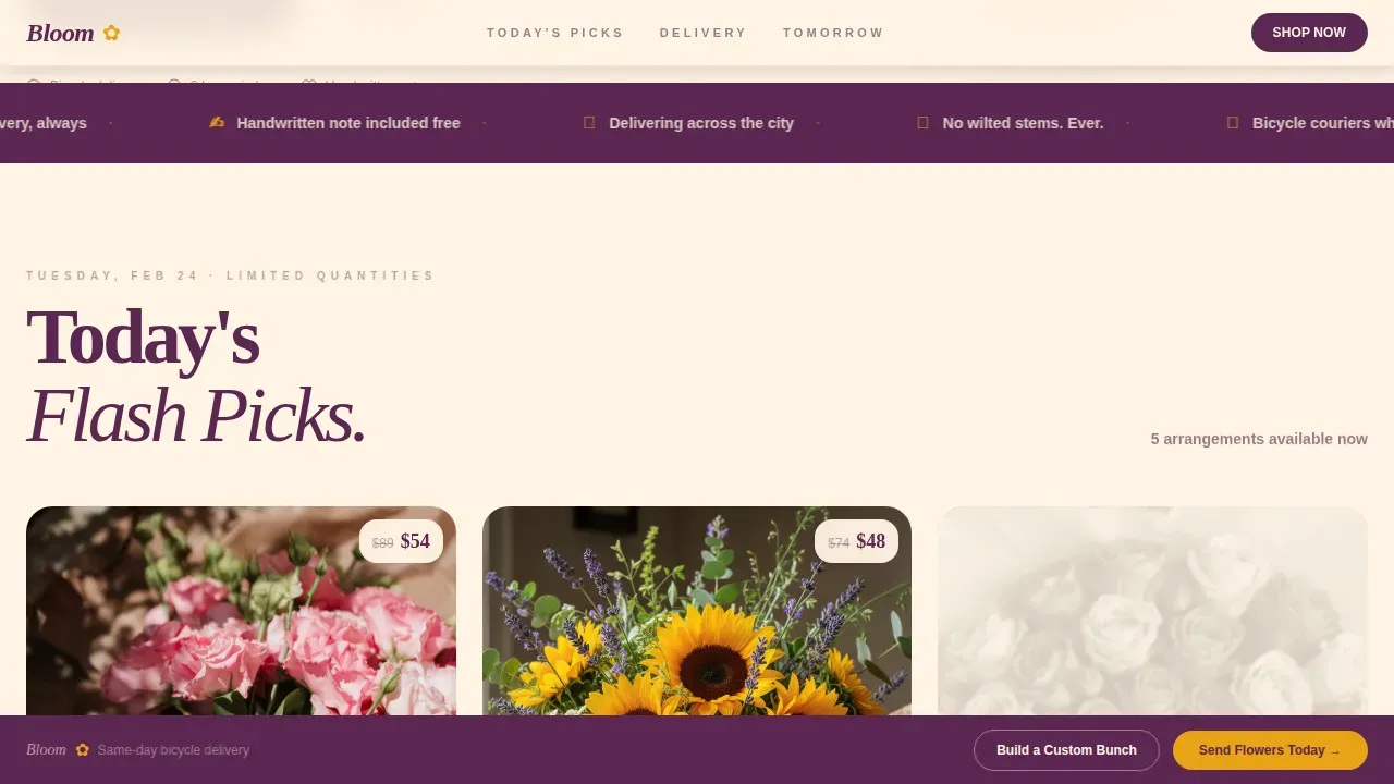 Flash Deal Flower Shop Landing Page Template
