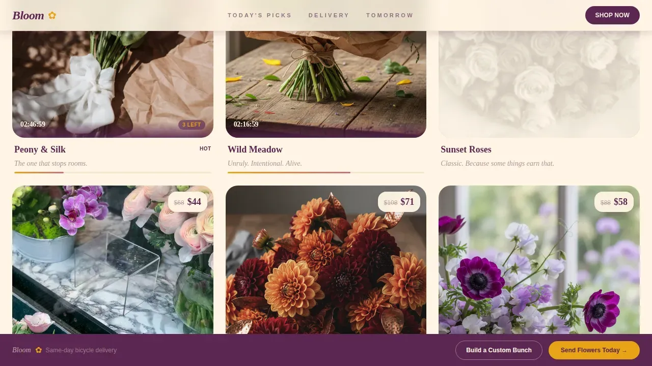 Flash Deal Flower Shop Landing Page Template