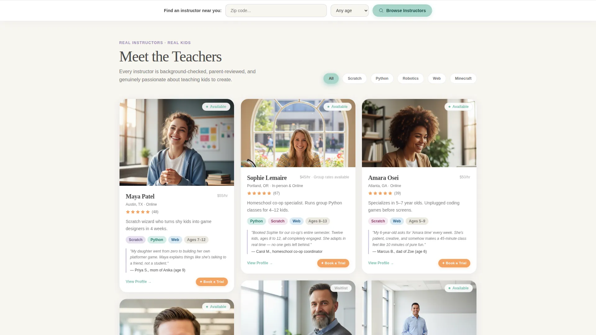 Coding Instructor Directory Landing Page Template