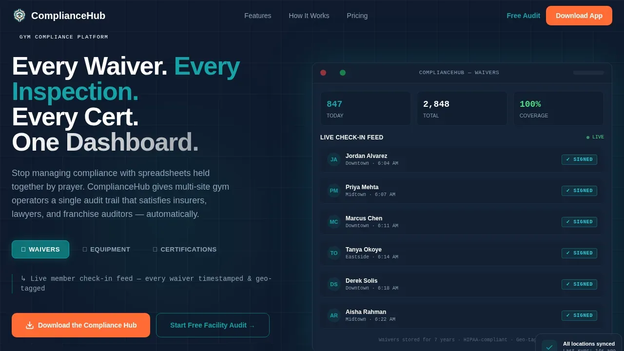Fitness Facility Risk Management Landing Page Template