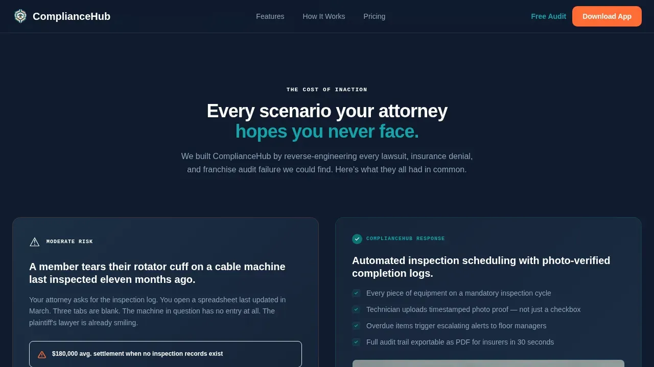 Fitness Facility Risk Management Landing Page Template