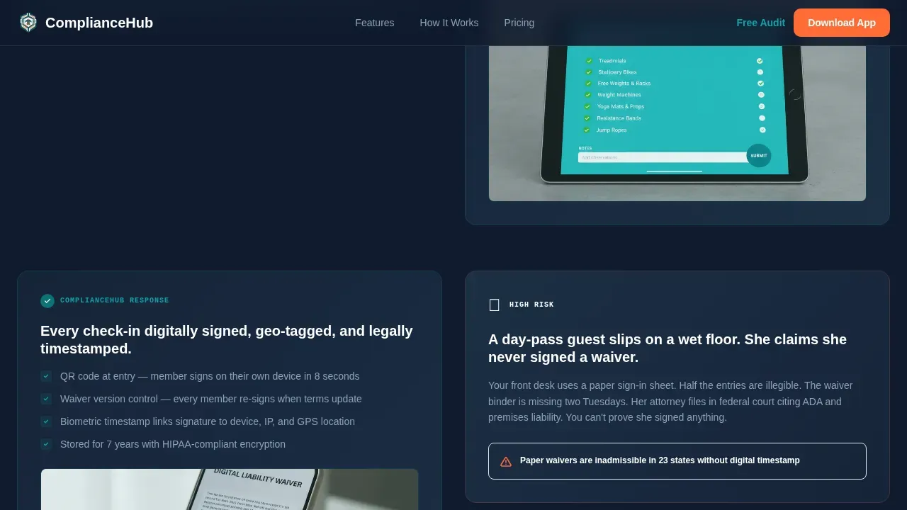 Fitness Facility Risk Management Landing Page Template