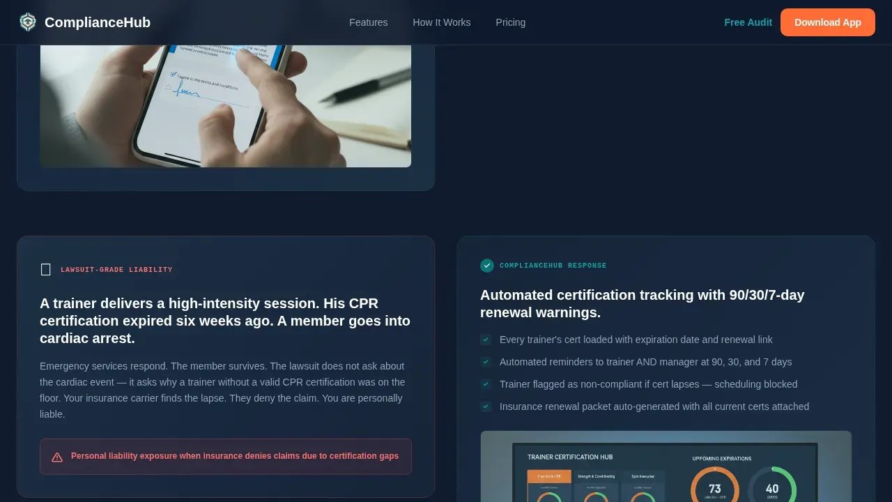 Fitness Facility Risk Management Landing Page Template