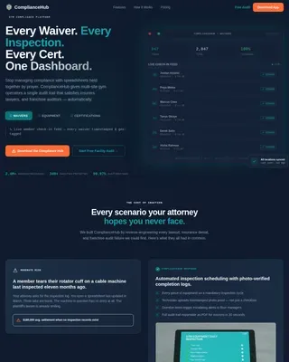 Fitness Facility Risk Management Landing Page Template