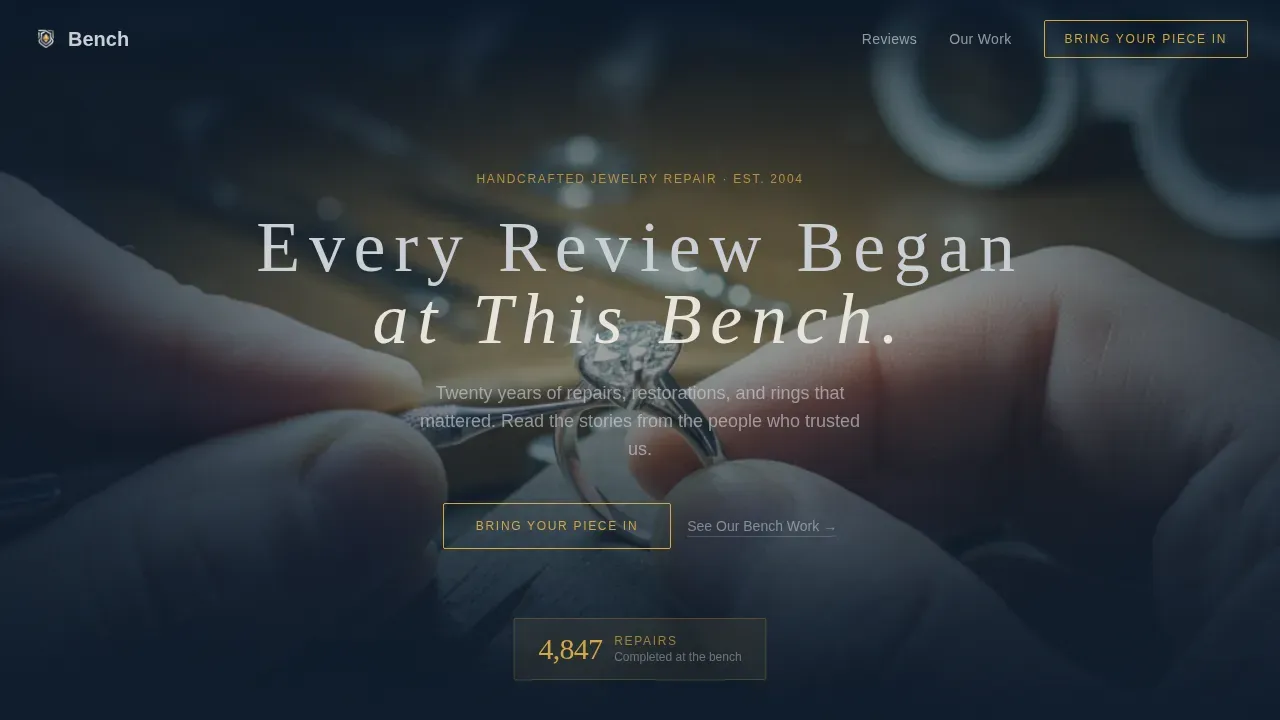 Jeweler & Bench Worker Business Reviews & Social Proof Website Template
