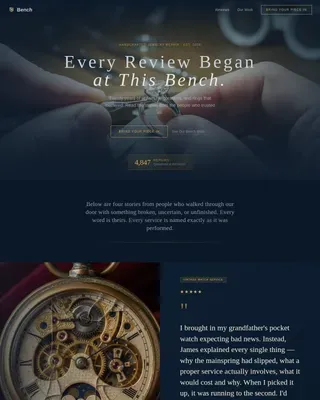 Jeweler & Bench Worker Business Reviews & Social Proof Website Template