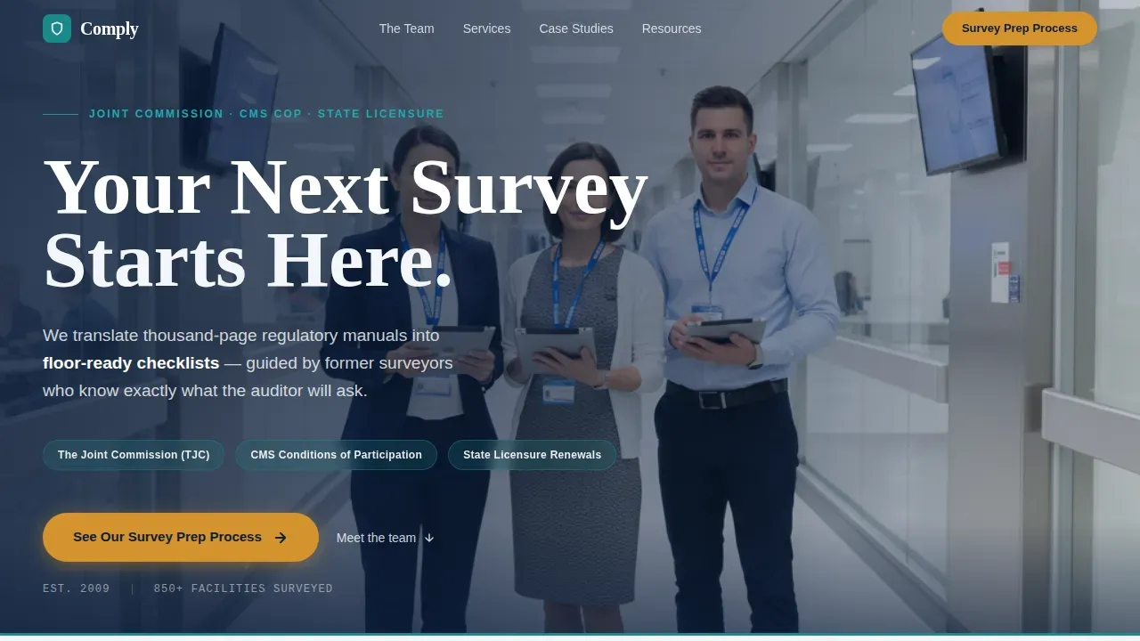 Authoritative Compliance Survey | Free Website Template | Rocket