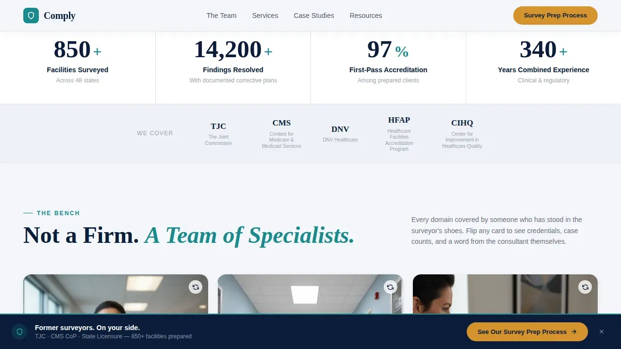 Authoritative Compliance Survey | Free Website Template | Rocket