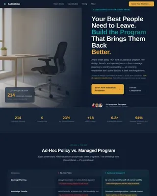 Professional Sabbatical Planning Landing Page Template