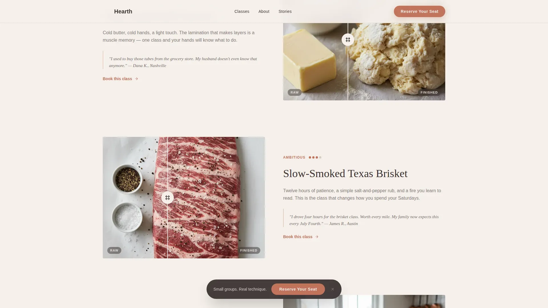 Artisan Cooking Workshop Landing Page Template