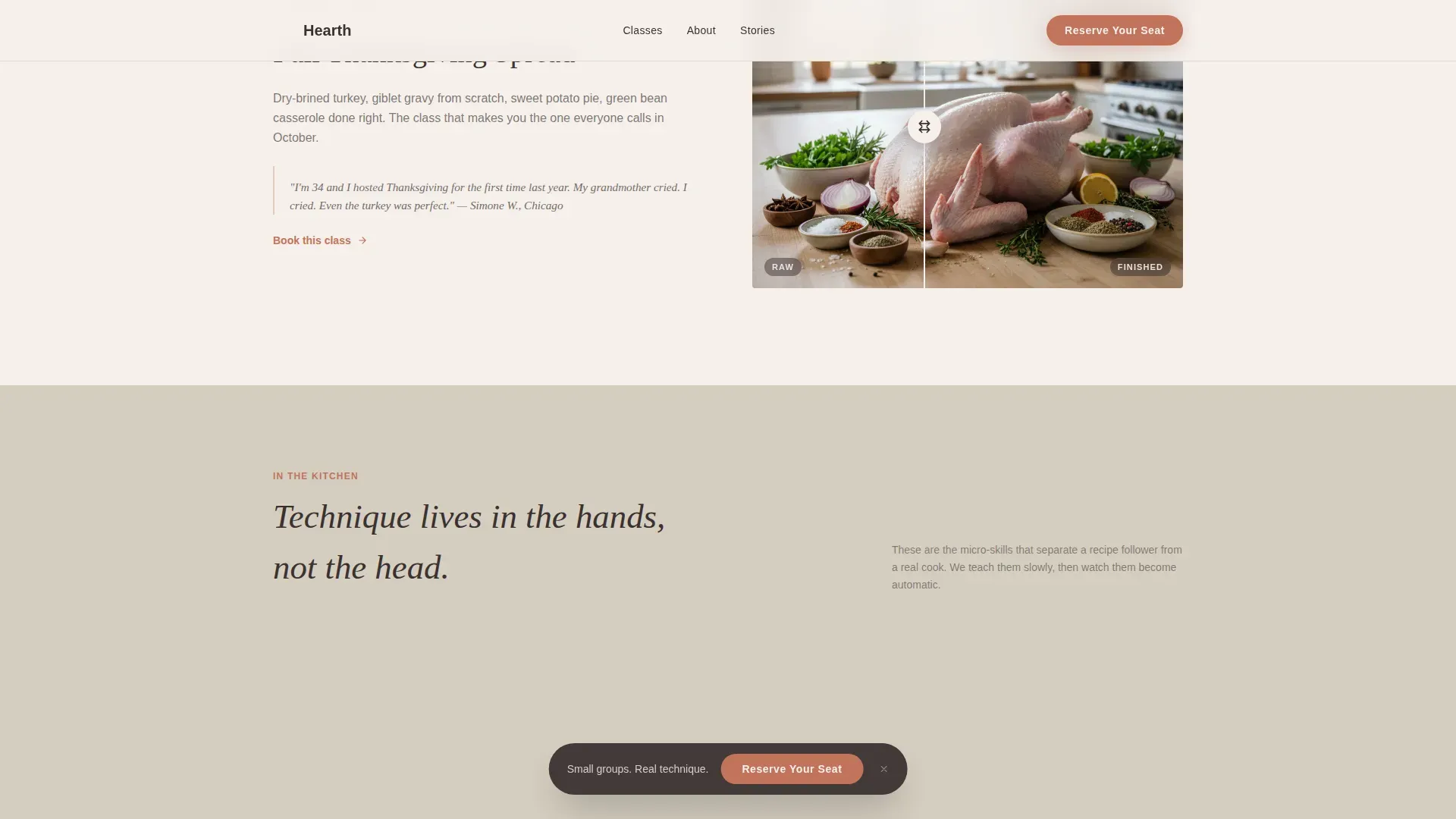 Artisan Cooking Workshop Landing Page Template