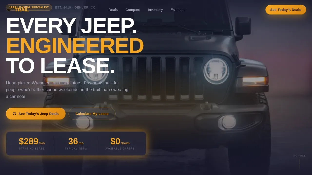 Premium Jeep Leasing | Free Website Template | Rocket