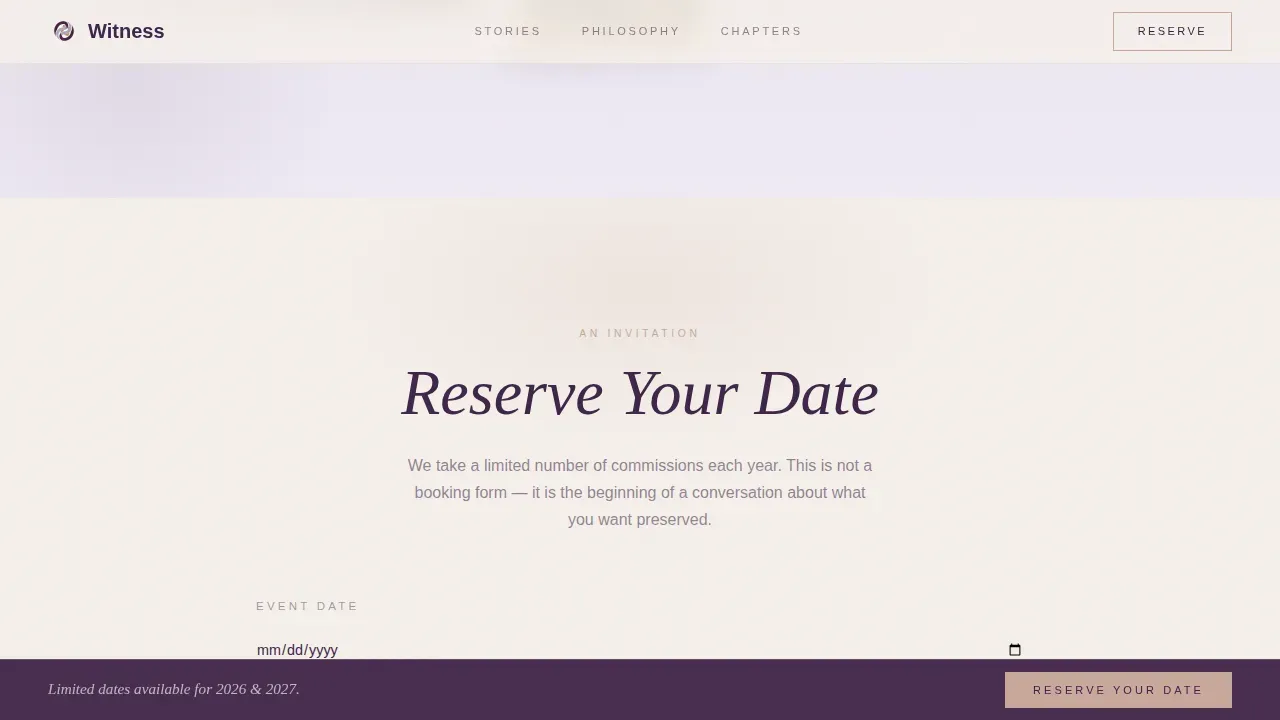 Wedding Photography & Videography Pricing Website Template