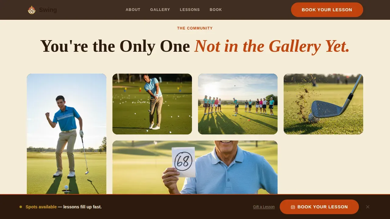 Professional Golf Booking Landing Page Template